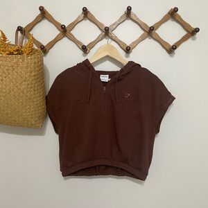 Gymshark Whitney Simmons Brown Sleeveless Hoodie Sweatshirt